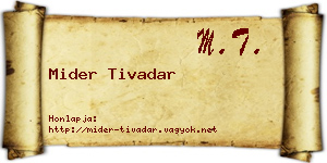 Mider Tivadar névjegykártya